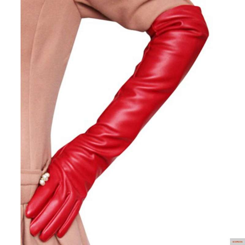 Фото Женские кожаные перчатки Opera длинные из искусственной кожи|long gloves|party glovesfaux leather