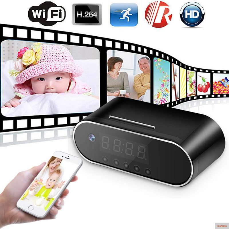 Фото 1080P WIFI мини камера Будильник Время беспроводной Няня часы P2P IP/AP безопасность