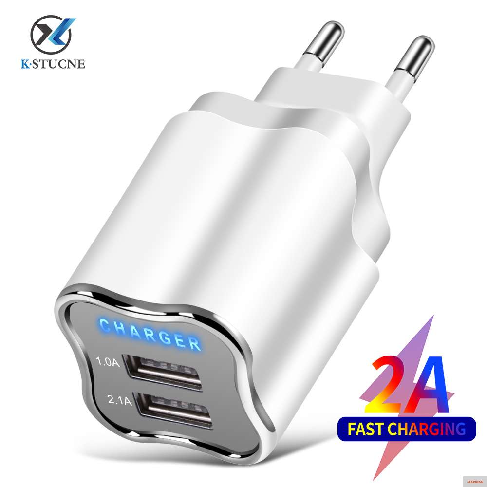 Фото KSTUCNE 2 USB порт зарядное устройство 5V 2A настенный адаптер мобильный телефон для Samsung