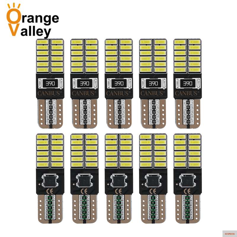 Фото 10 шт. супер яркий T10 светодиодный 194 501 W5W 24 SMD 4014 Canbus безошибочные автомобильные